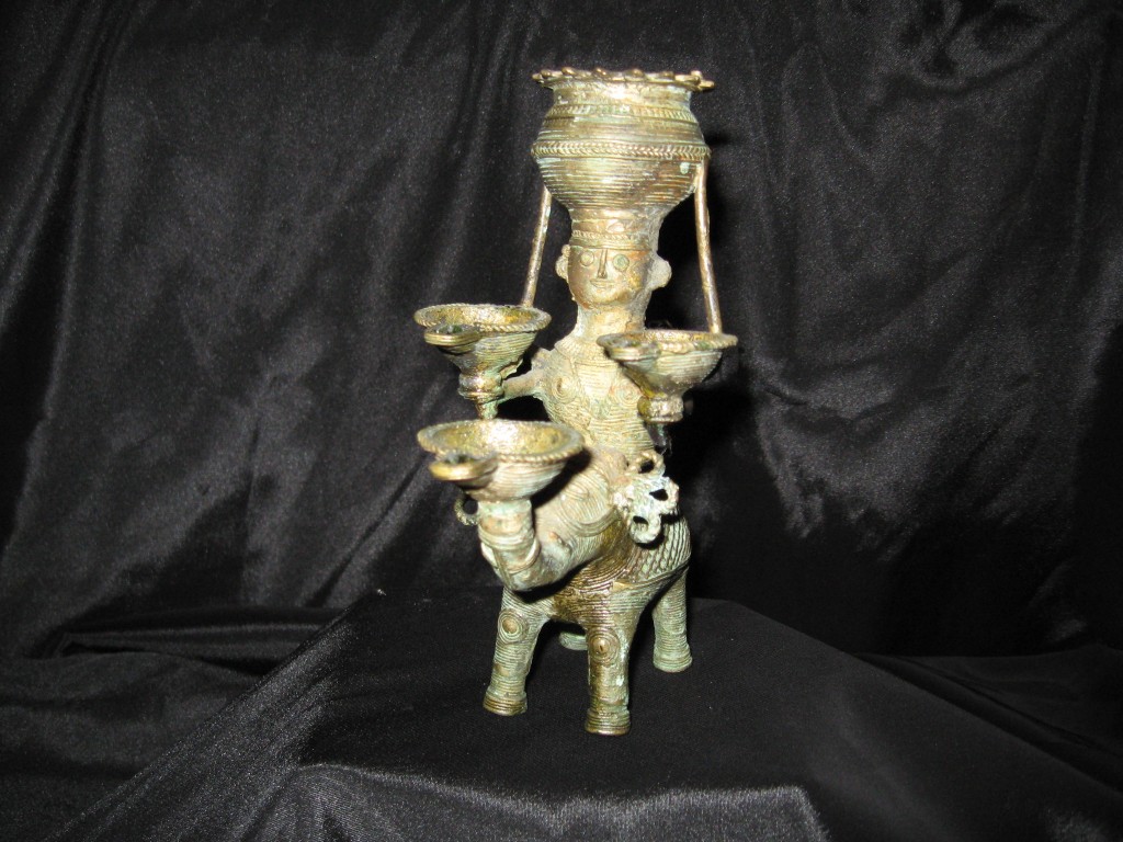 Laxmi On Elephant, Dokra brass c1940's, India